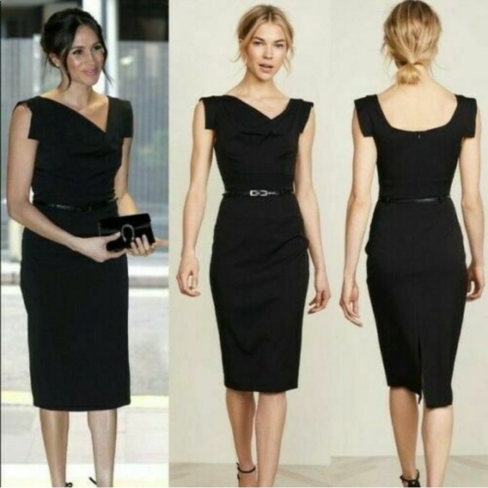 Black Halo Classic Jackie O Black Dress 10 - Picture 2 of 12
